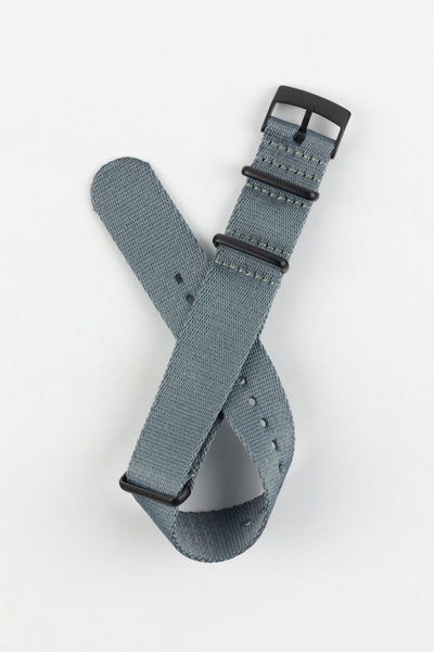 Premium Nylon Watch Strap in GREY with Black PVD Hardware