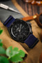 Premium Nylon Watch Strap in NAVY BLUE with Black PVD Hardware