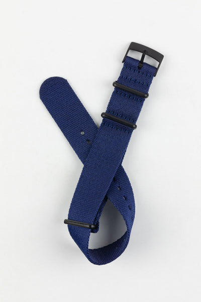 Premium Nylon Watch Strap in NAVY BLUE with Black PVD Hardware