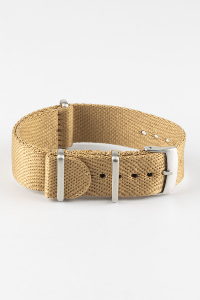 Premium Nylon Watch Strap in SAND with Brushed Hardware
