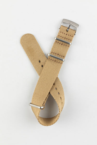 Premium Nylon Watch Strap in SAND with Brushed Hardware