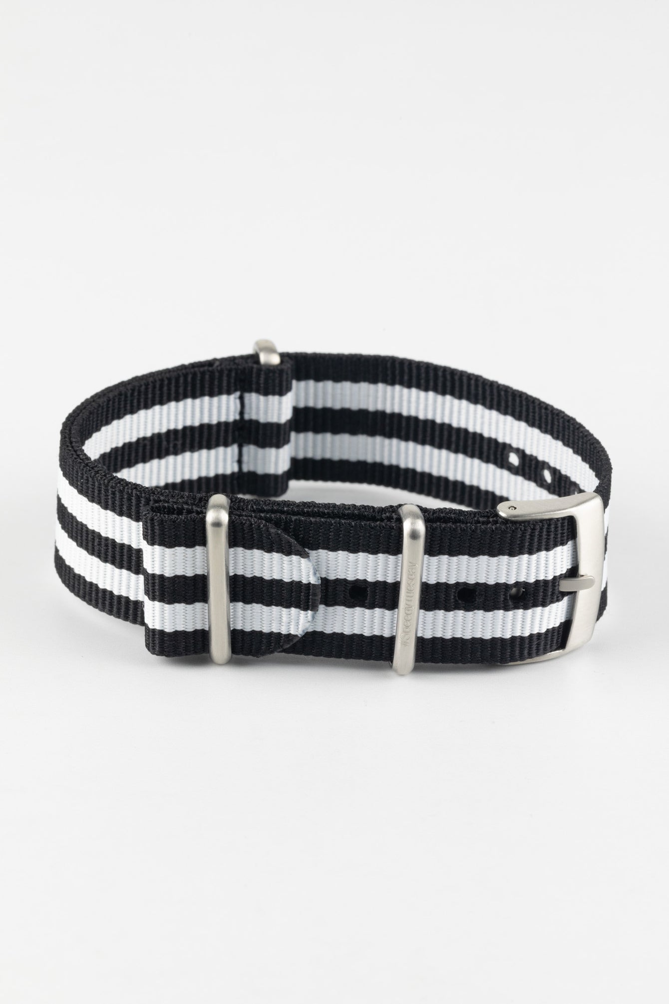 Nylon Watch Strap in BLACK with WHITE Stripes - #SpeedyTuesday Edition
