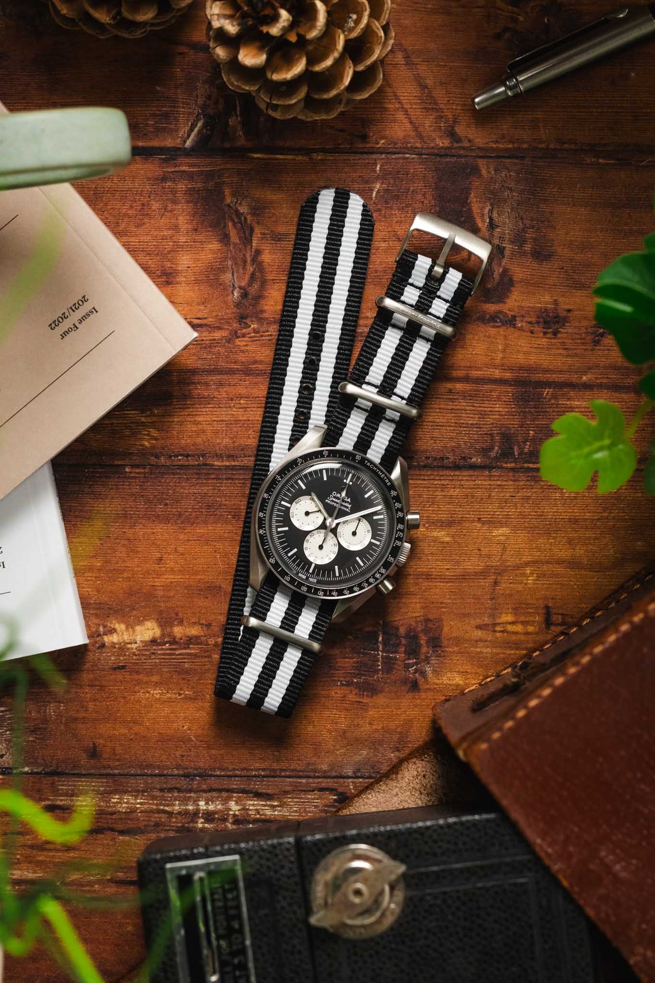 Nylon Watch Strap in BLACK with WHITE Stripes - #SpeedyTuesday Edition