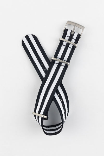 Nylon Watch Strap in BLACK with WHITE Stripes - #SpeedyTuesday Edition
