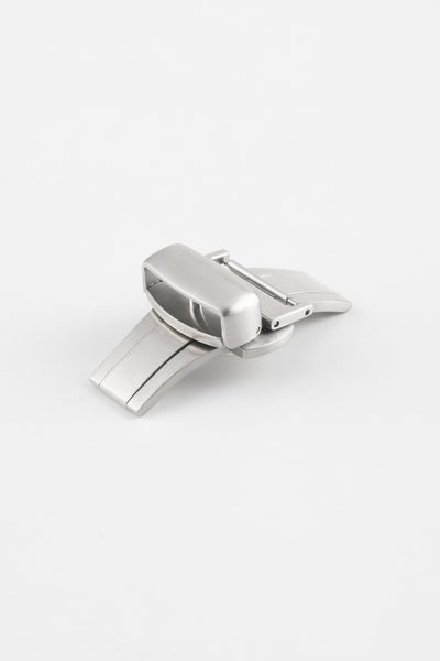 PUSH-BUTTON Deployment Clasp in BRUSHED SILVER