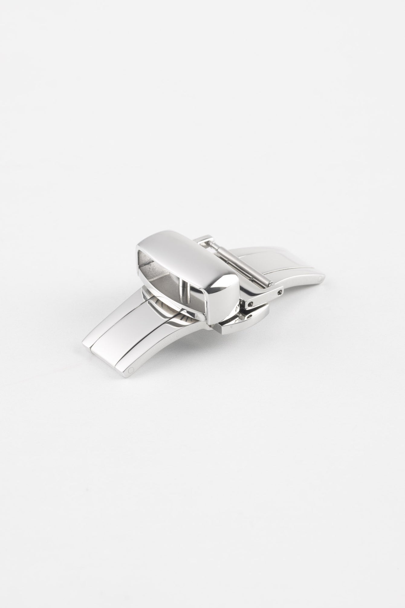 PUSH-BUTTON Deployment Clasp in POLISHED SILVER