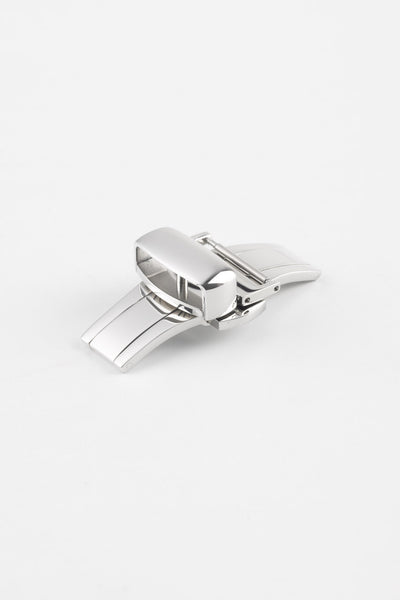 PUSH-BUTTON Deployment Clasp in POLISHED SILVER