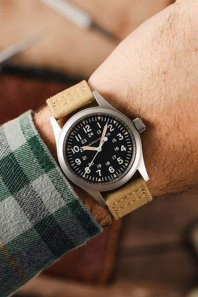 Quick-Release Canvas Watch Strap in KHAKI