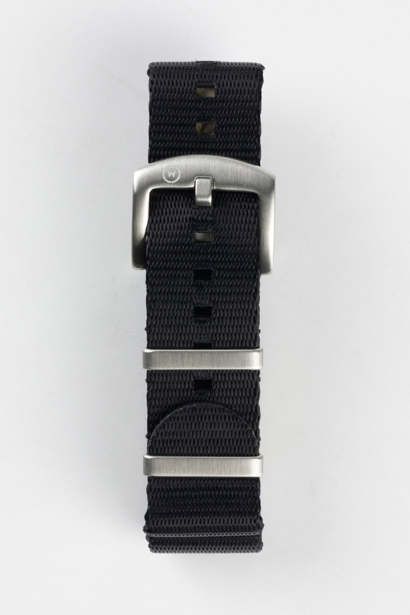 Seatbelt Nylon Watch Strap in BLACK with BRUSHED STEEL Hardware