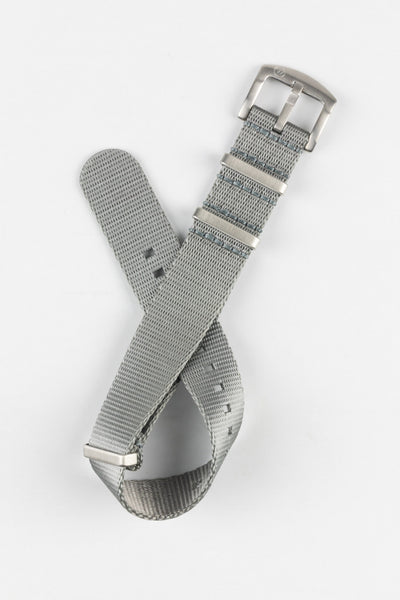 Seatbelt Nylon Watch Strap in GREY with BRUSHED STEEL Hardware