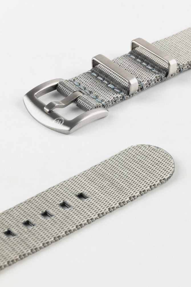 Seatbelt Nylon Watch Strap in GREY with BRUSHED STEEL Hardware Watch