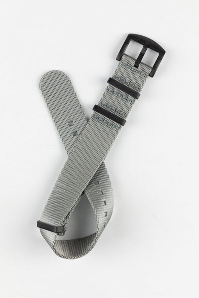 Seatbelt Nylon Watch Strap in GREY with BLACK PVD Hardware