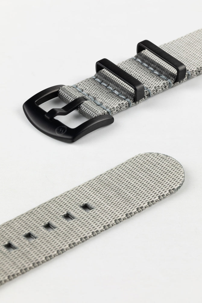 Seatbelt Nylon Watch Strap in GREY with BLACK PVD Hardware