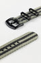 Seatbelt Nylon Watch Strap in GREY & BLACK Stripes with BLACK PVD Hardware