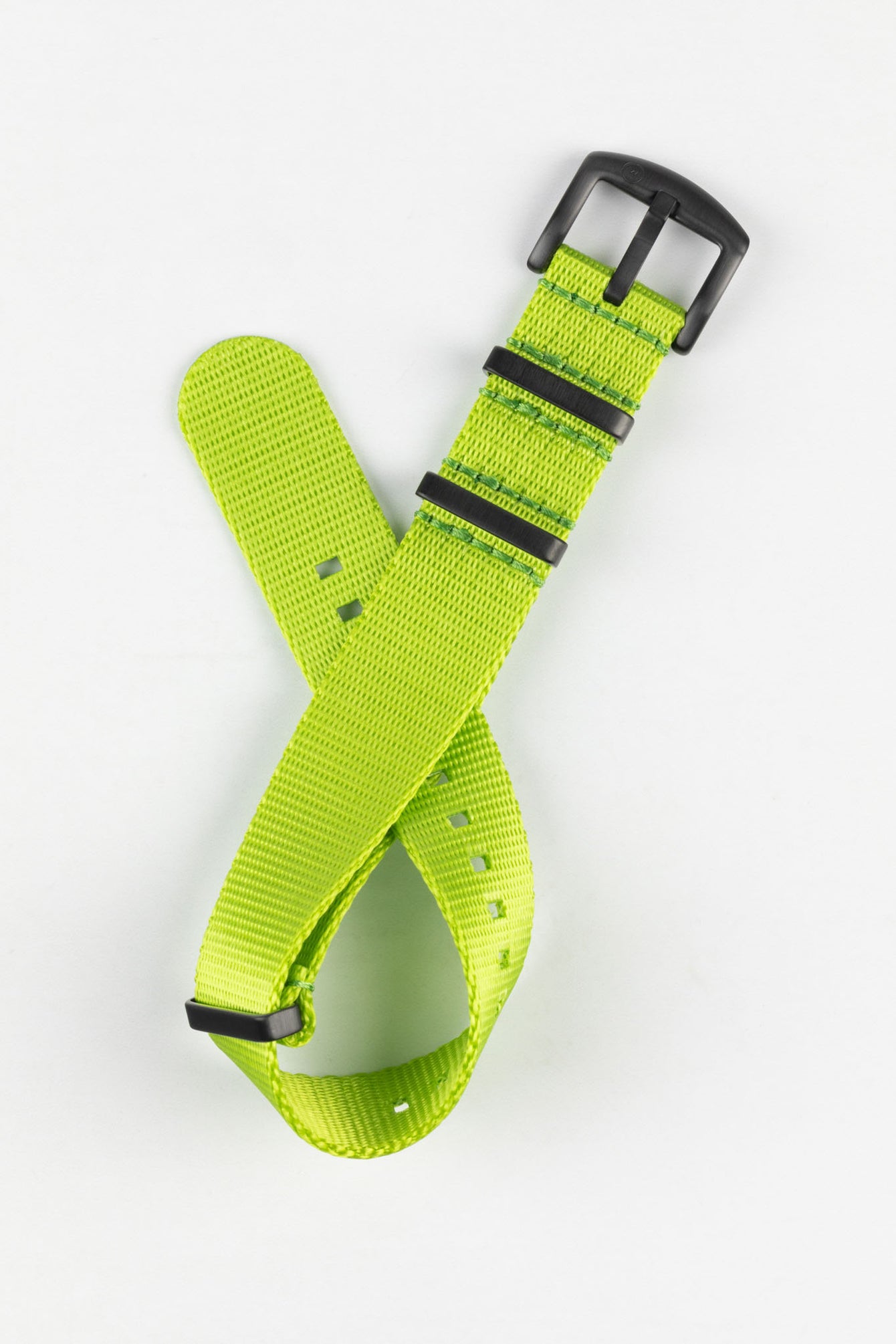 Seatbelt Nylon Watch Strap in LIME GREEN with BLACK PVD Hardware