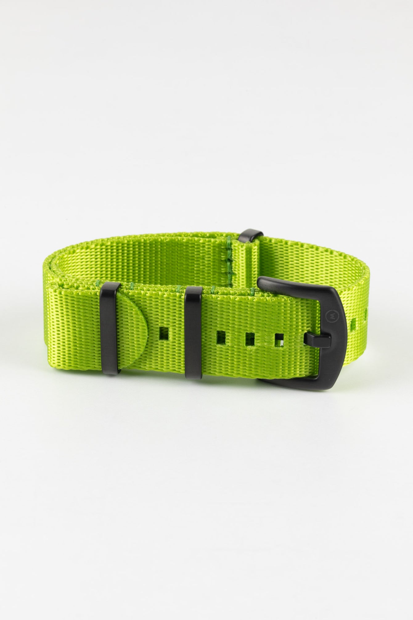 Seatbelt Nylon Watch Strap in LIME GREEN with BLACK PVD Hardware