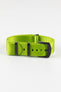 Seatbelt Nylon Watch Strap in LIME GREEN with BLACK PVD Hardware