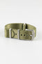 Seatbelt Nylon Watch Strap in OLIVE GREEN with BRUSHED STEEL Hardware