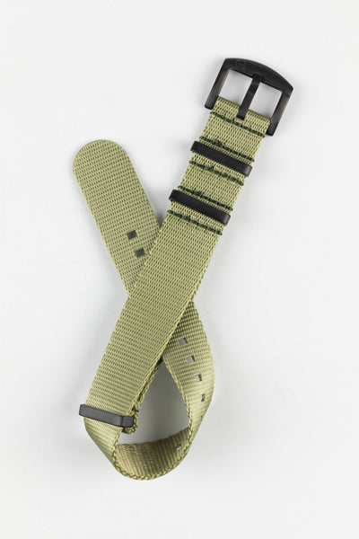 Seatbelt Nylon Watch Strap in OLIVE GREEN with BLACK PVD Hardware