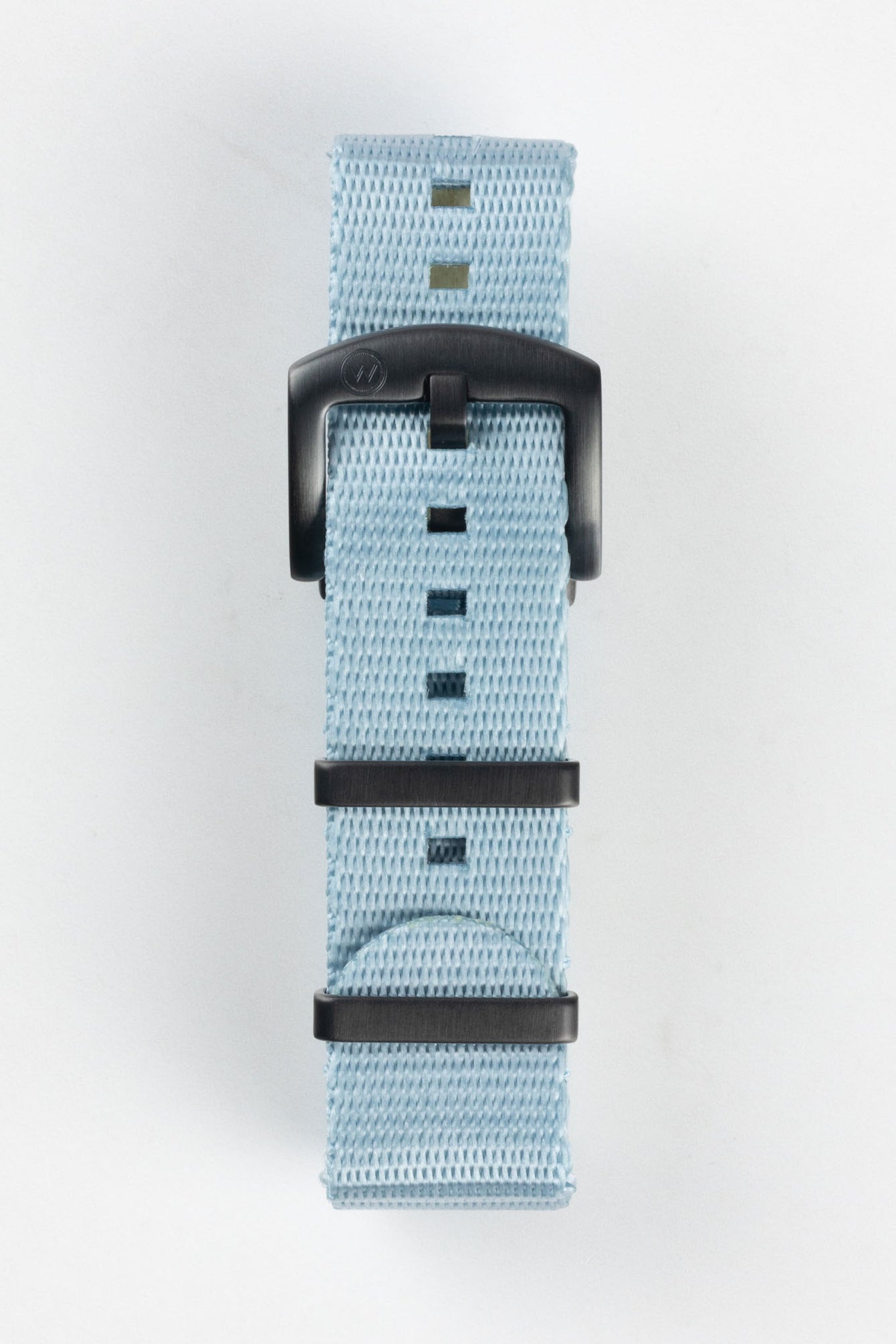 Nylon Seatbelt One-Piece Watch Strap in SKY BLUE with BLACK PVD Hardware