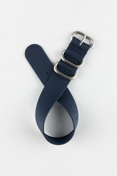 ZULU Nylon Watch Strap with 3 Steel Rings in DARK BLUE