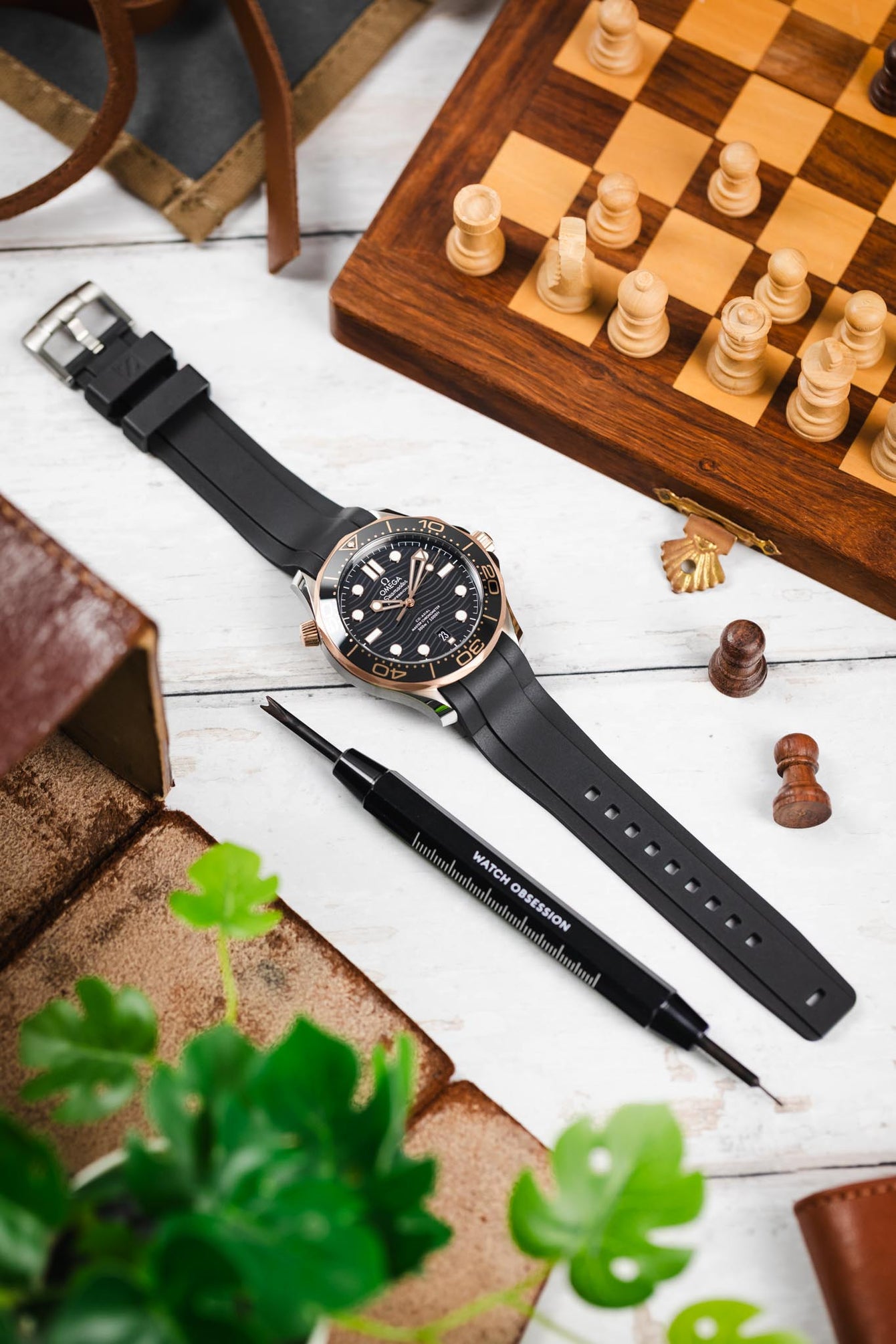 ZEALANDE ZBC01 Rubber Watch Strap for Omega Seamaster in BLACK 20mm/18mm 132mm/86mm