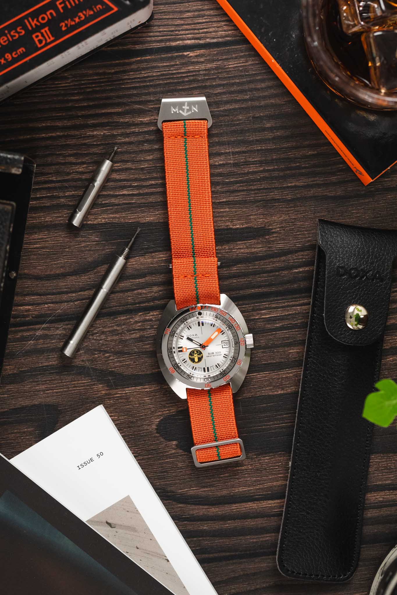 Erika's Originals ORANGE MN™ Strap with GREEN Centerline Stitch