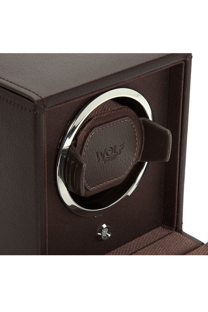 WOLF CUB Single Watch Winder with Cover in BROWN