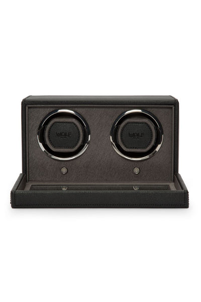 WOLF CUB Double Watch Winder with Cover in BLACK