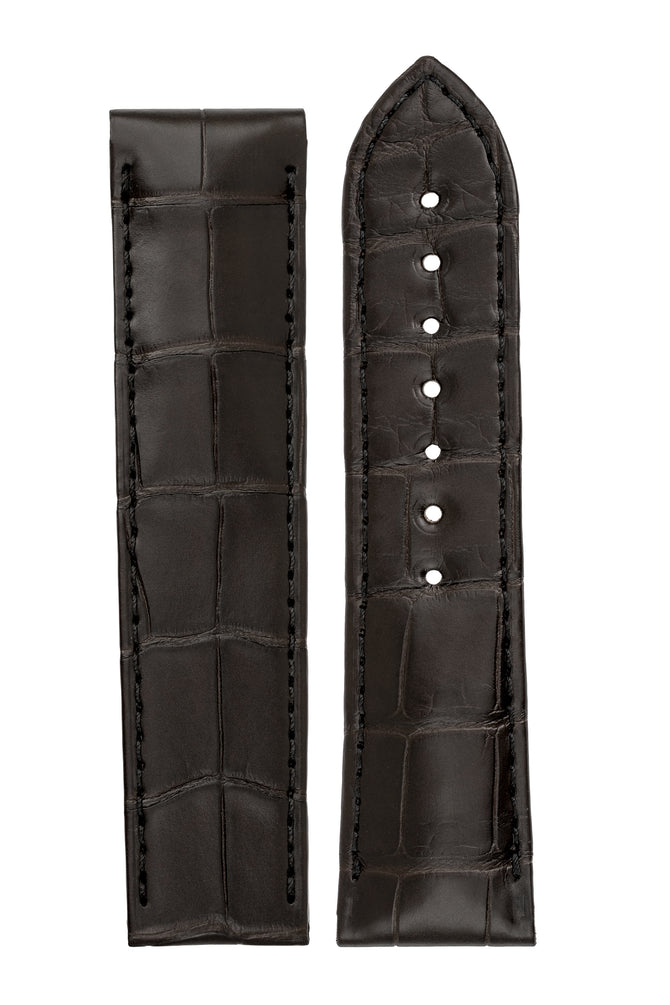 OMEGA 98000468 Genuine Alligator 21mm Deployment Watch Strap in DARK BROWN