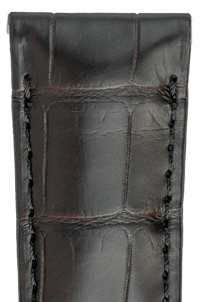 OMEGA 98000468 Genuine Alligator 21mm Deployment Watch Strap in DARK BROWN