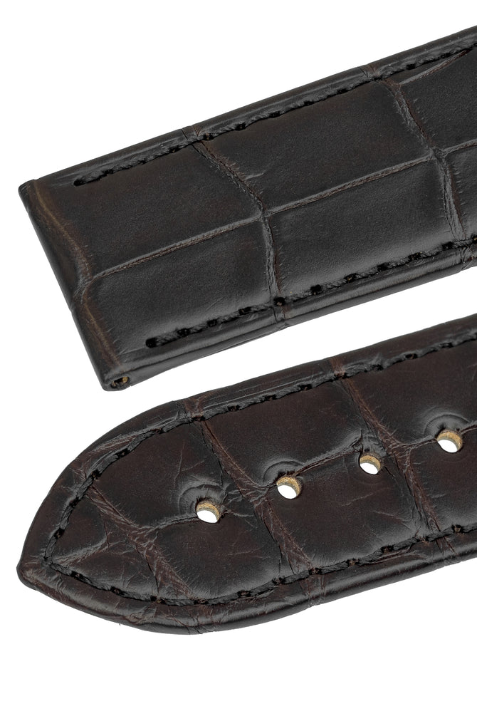 OMEGA 98000468 Genuine Alligator 21mm Deployment Watch Strap in DARK BROWN