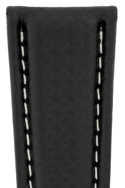 Breitling-Style Carbon-Embossed Leather Deployment Watch Strap in Black (Detail)