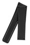 Breitling-Style Carbon-Embossed Leather Deployment Watch Strap in Black