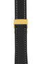 Breitling-Style Carbon-Embossed Leather Deployment Watch Strap in Black (with Polished Gold Deployment Clasp)