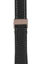 Breitling-Style Carbon-Embossed Leather Deployment Watch Strap in Black (with Polished Rose Gold Deployment Clasp)