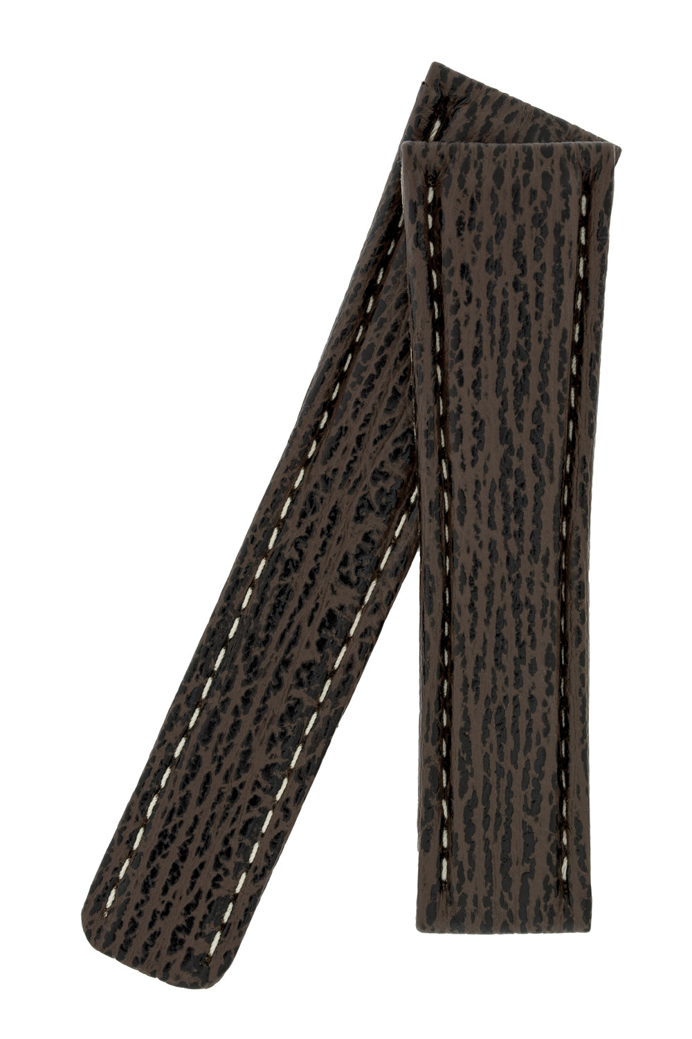 Breitling-Style Sharkskin Leather Deployment Watch Strap in Brown