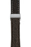 Breitling-Style Sharkskin Leather Deployment Watch Strap in Brown (with Brushed Silver Deployment Clasp)