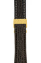 Breitling-Style Sharkskin Leather Deployment Watch Strap in Brown (with Polished Gold Deployment Clasp)