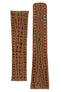 Breitling-Style Sharkskin Leather Deployment Watch Strap in Gold Brown