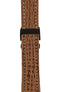 Breitling-Style Sharkskin Leather Deployment Watch Strap in Gold Brown (with Black PVD-Coated Deployment Clasp)