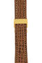 Breitling-Style Sharkskin Leather Deployment Watch Strap in Gold Brown (with Polished Gold Deployment Clasp)