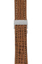 Breitling-Style Sharkskin Leather Deployment Watch Strap in Gold Brown (with Polished Silver Deployment Clasp)
