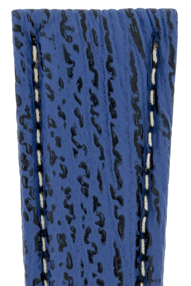 Breitling-Style Sharkskin Leather Deployment Watch Strap in Night Blue (Detail)