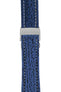 Breitling-Style Sharkskin Leather Deployment Watch Strap in Night Blue (with Polished Silver Deployment Clasp)