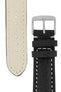 Breitling-Style Sharkskin Leather Watch Strap with Buckle in Black (Tapers)