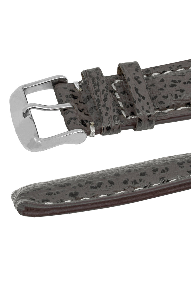 Breitling-Style Sharkskin Leather Watch Strap with Buckle in Brown