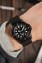  Unimatic Modello Uno U1-FDN Watch in Matte Black fitted with Erika's Originals Black Ops strap in full black on wrist