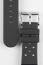Buckle end and Adjustment Holes of Black Bonetto Cinturini 284 Rubber Watch Strap with logo embossed steel buckle