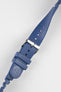 Blue Bonetto Cinturini Rubber Strap Buckled and twisted to show flexibility